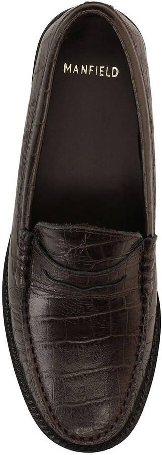 Manfield leren loafers met dierenprint grijs - Foto 3