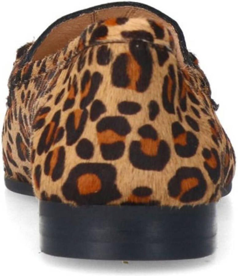 Manfield leren loafers met panterprint beige