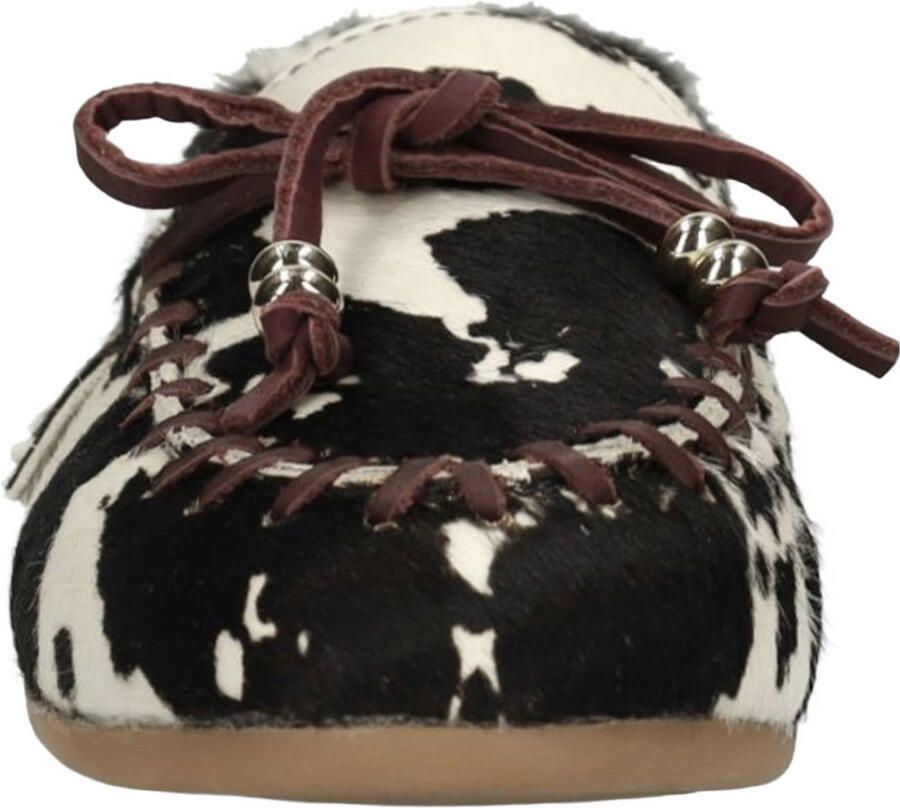 Manfield leren loafers met ponyhair en koeienprint bruin ecru - Foto 2