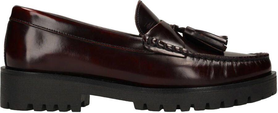 Manfield Dames Bordeaux lakleren loafers met kwastjes