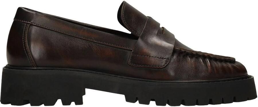 Manfield leren loafers met profielzool bordeaux