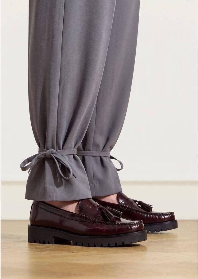 Manfield Dames Bordeaux lakleren loafers met kwastjes - Foto 3