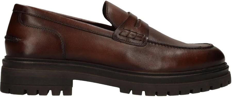 Manfield leren loafers met profielzool bruin