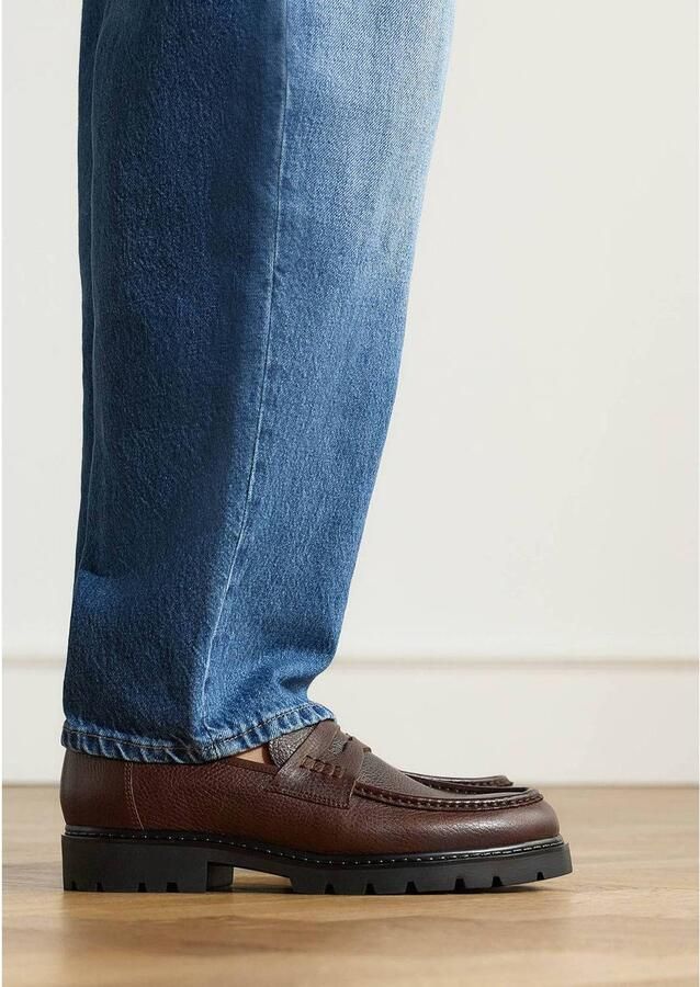 Manfield leren loafers met profielzool bruin - Foto 3