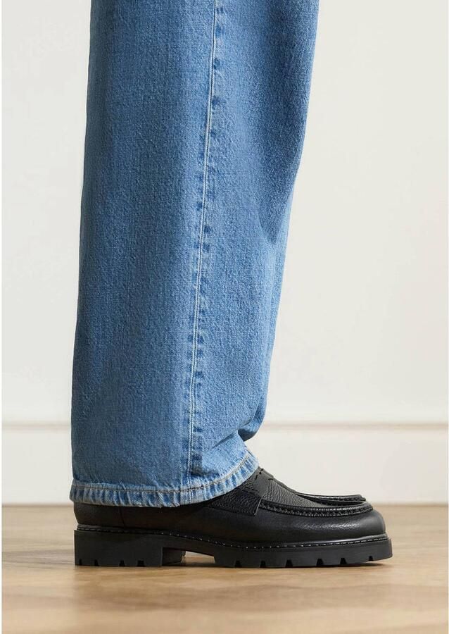 Manfield leren loafers met profielzool zwart - Foto 2