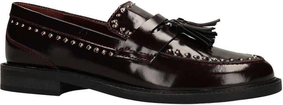 Manfield Dames Burgundy leren loafers met gouden studs - Foto 2