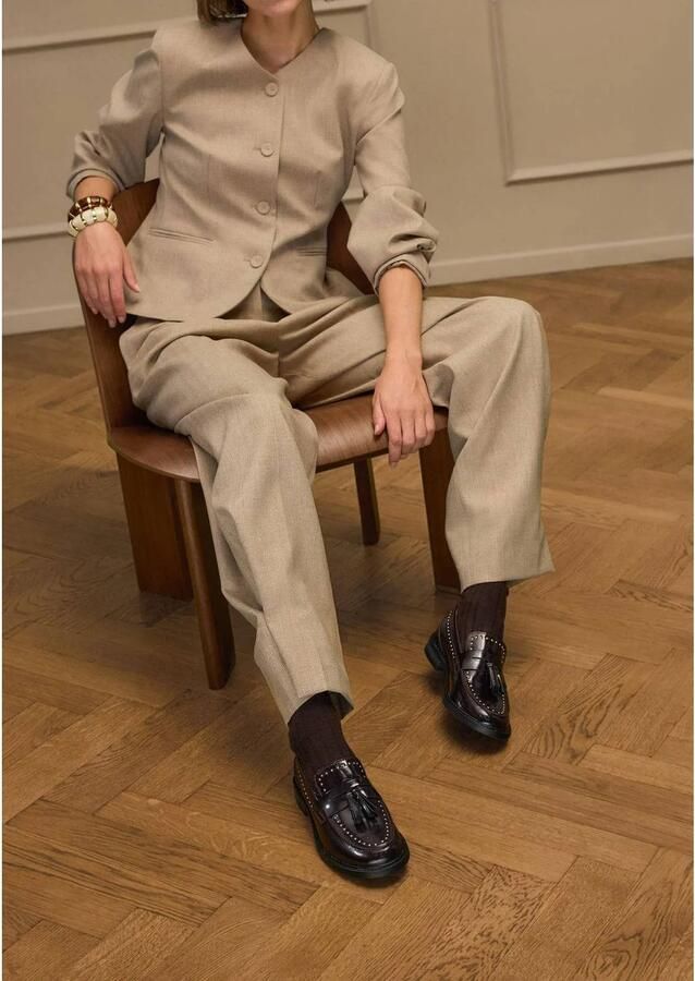 Manfield Dames Burgundy leren loafers met gouden studs - Foto 3