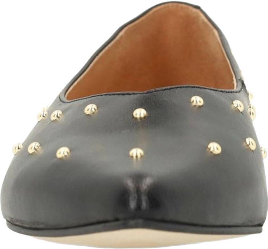 Manfield Dames Zwarte leren loafers met studs