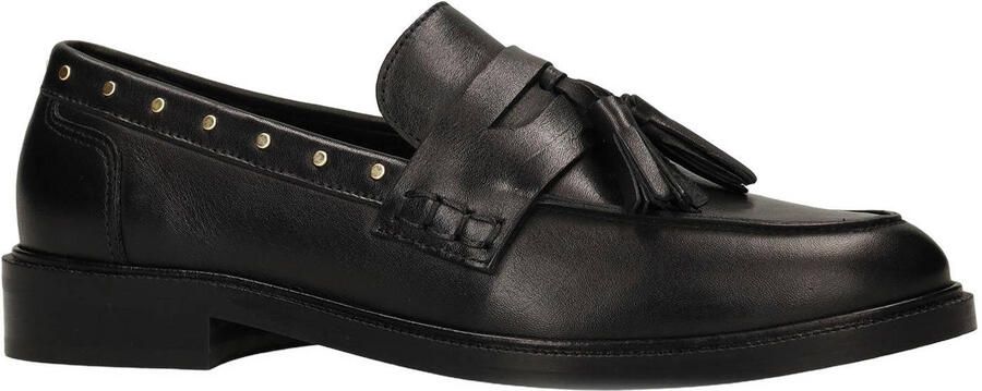 Manfield Dames Zwarte leren loafers met studs - Foto 2