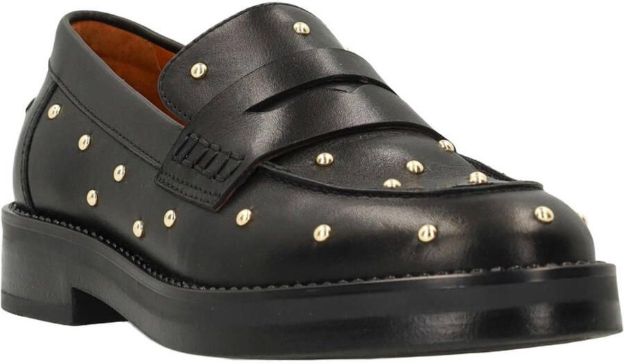 Manfield Dames Zwarte leren loafers met studs