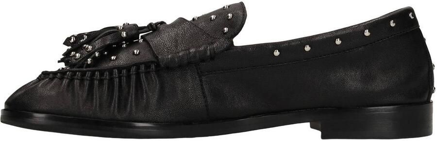 Manfield Dames Zwarte leren loafers met zilveren studs - Foto 3