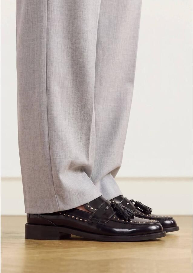 Manfield Dames Zwarte leren loafers met studs - Foto 3