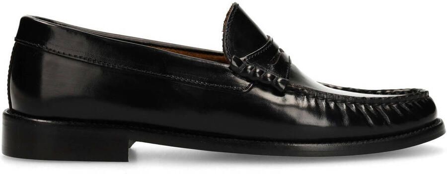 Manfield Dames Zwarte leren loafers