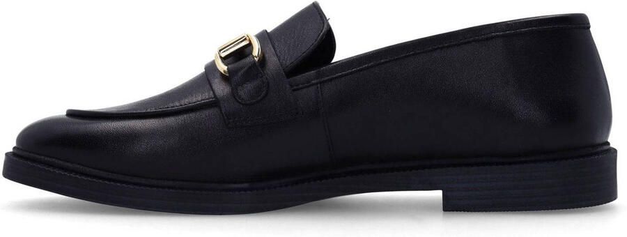 Manfield Dames Zwarte leren loafers met goudkleurig detail - Foto 2