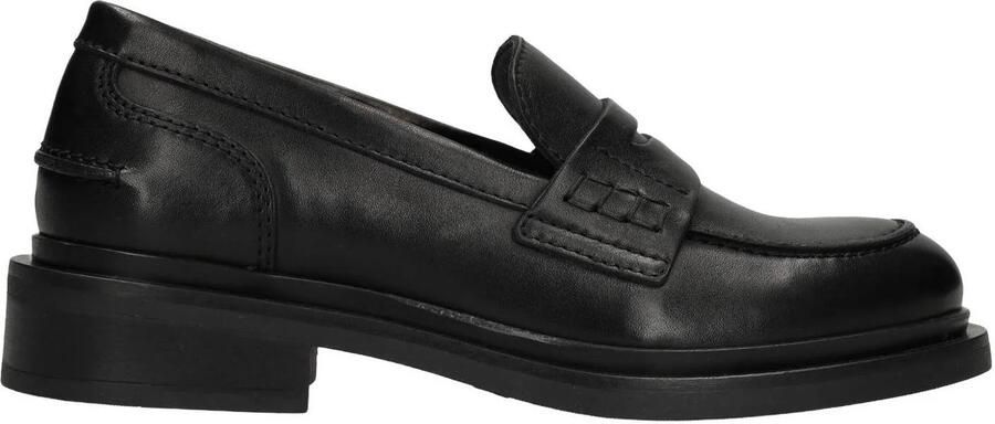 Manfield Dames Zwarte leren loafers