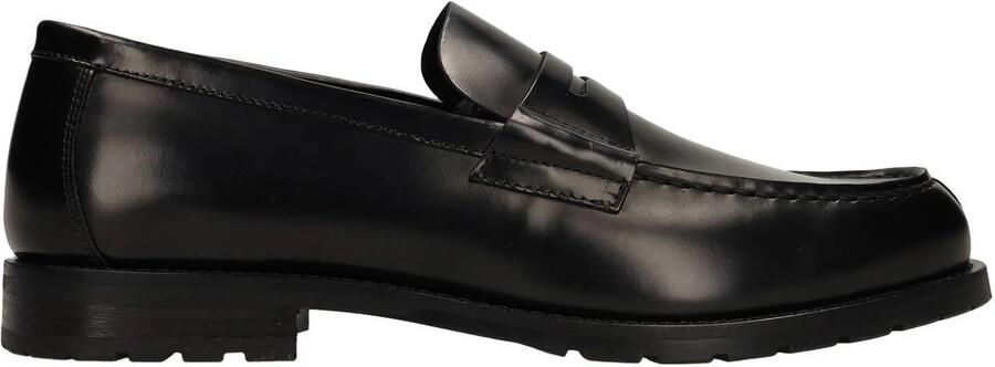 Manfield Heren Zwarte leren loafers