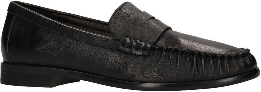 Manfield Zwarte leren loafers