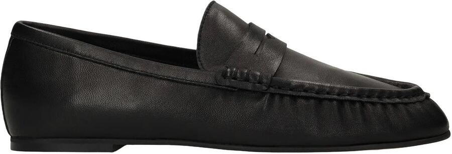 Manfield Dames Zwarte leren loafers