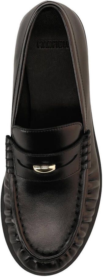 Manfield Dames Zwarte leren loafers - Foto 3