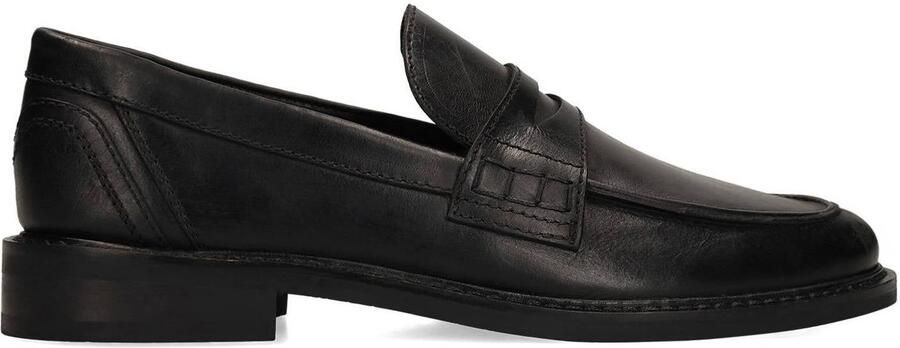 Manfield Heren Zwarte leren loafers