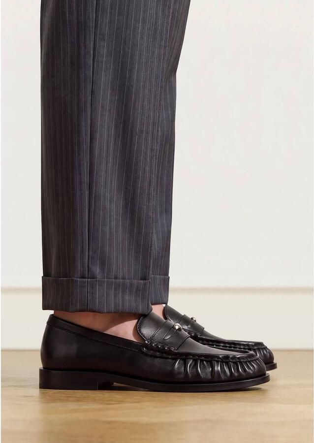 Manfield Dames Zwarte leren loafers - Foto 3