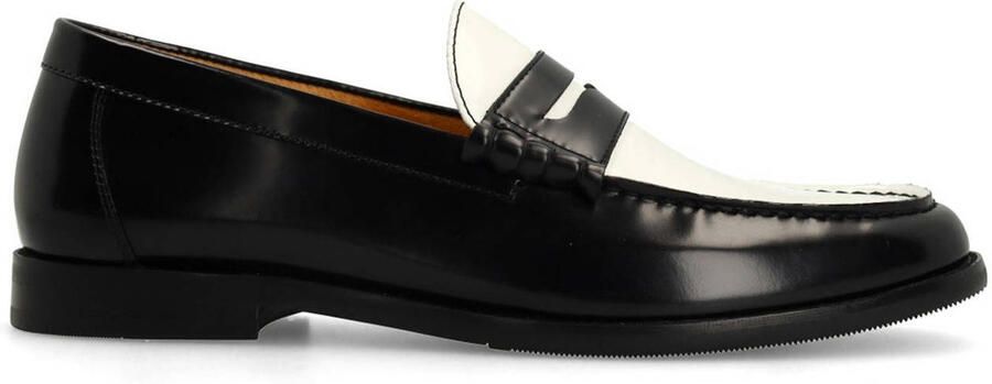 Manfield Heren Zwarte leren loafers