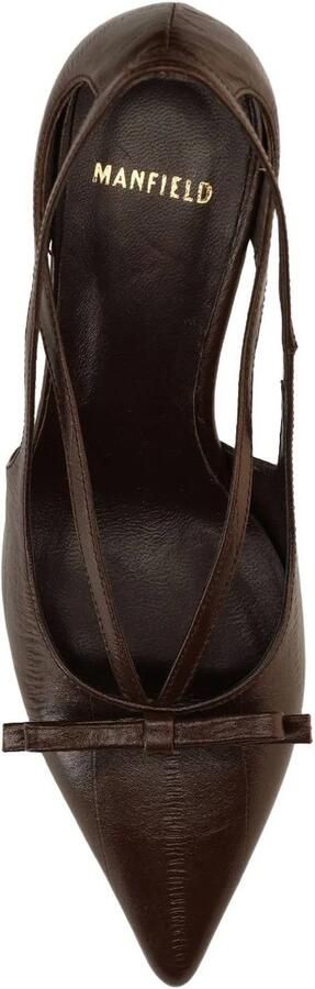 Manfield leren pumps met hak bruin - Foto 3