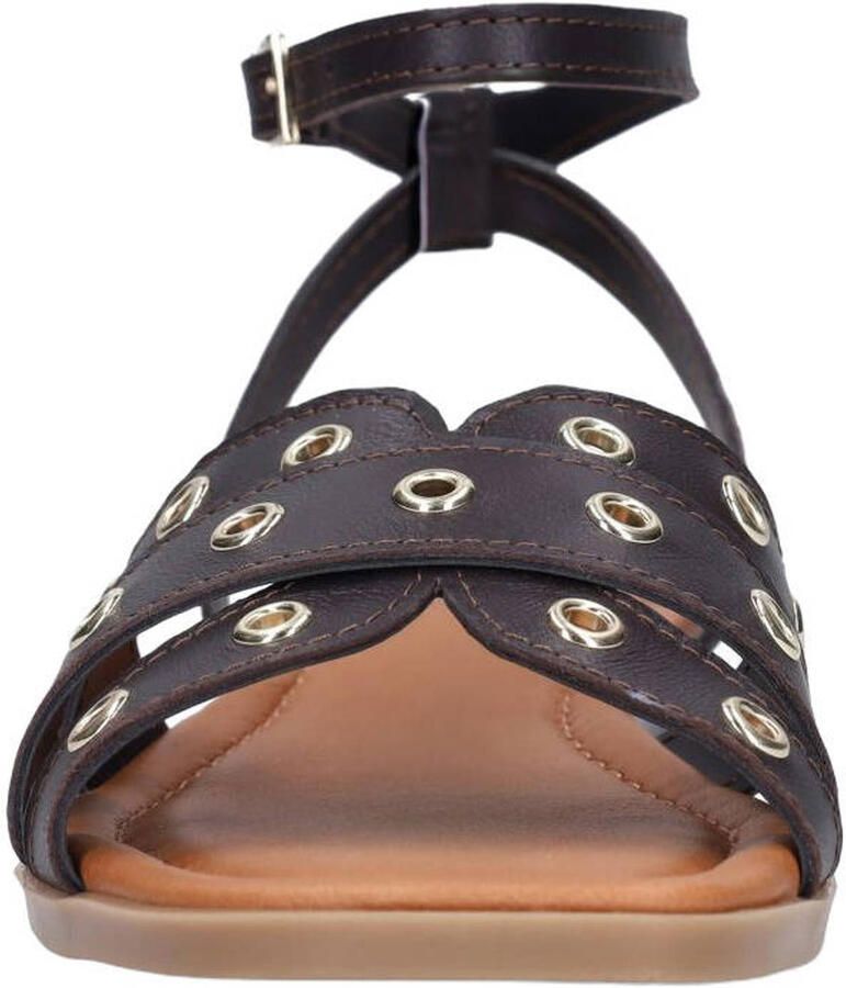 Manfield Dames Bruine leren sandalen met studs - Foto 2