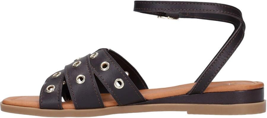 Manfield Dames Bruine leren sandalen met studs - Foto 3