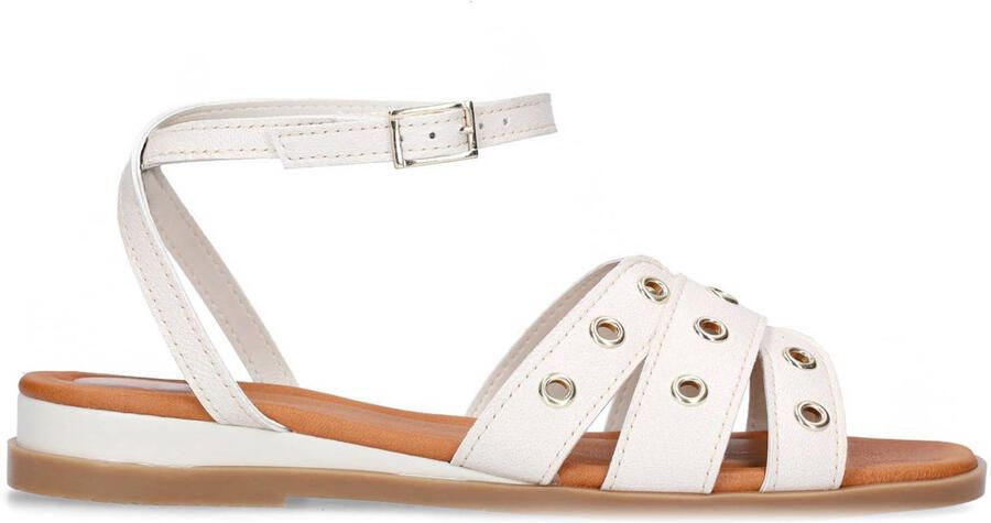 Manfield leren sandalen ecru