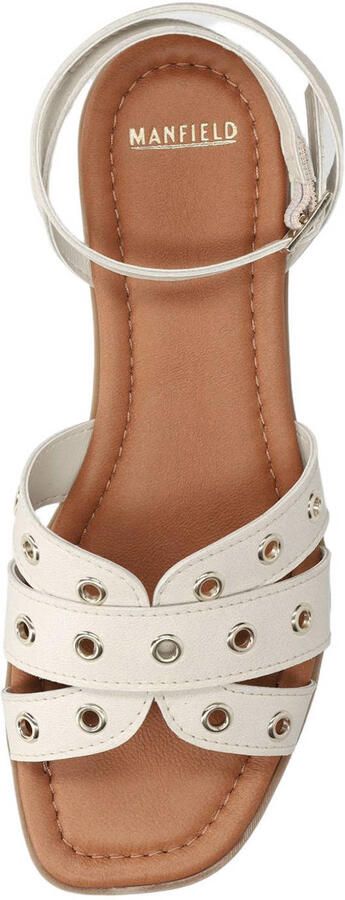 Manfield leren sandalen ecru - Foto 3