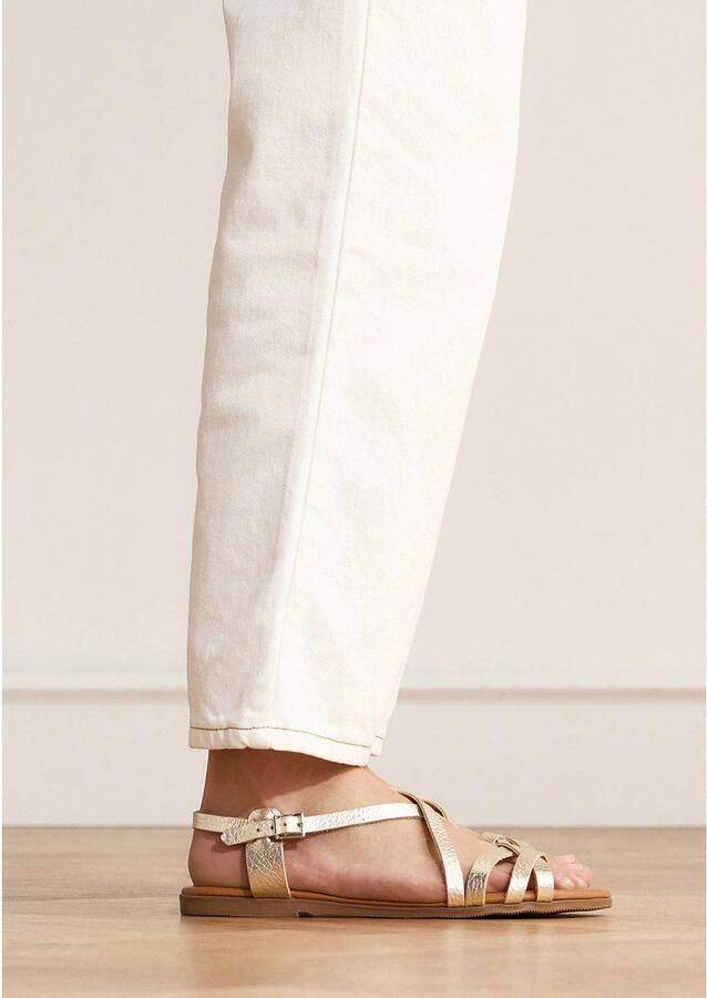 Manfield Dames Gouden leren sandalen - Foto 3