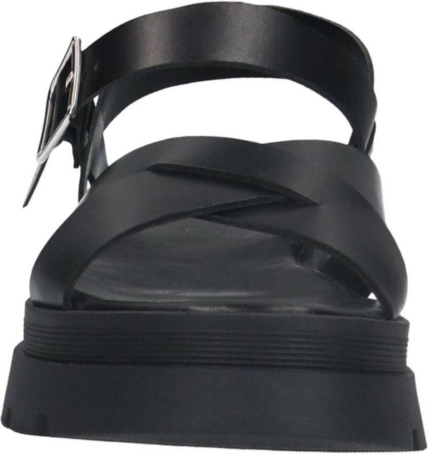 Manfield Dames Zwarte leren sandalen - Foto 2