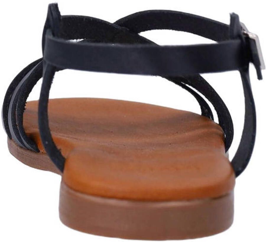 Manfield Dames Zwarte leren sandalen