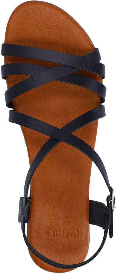 Manfield Dames Zwarte leren sandalen - Foto 2