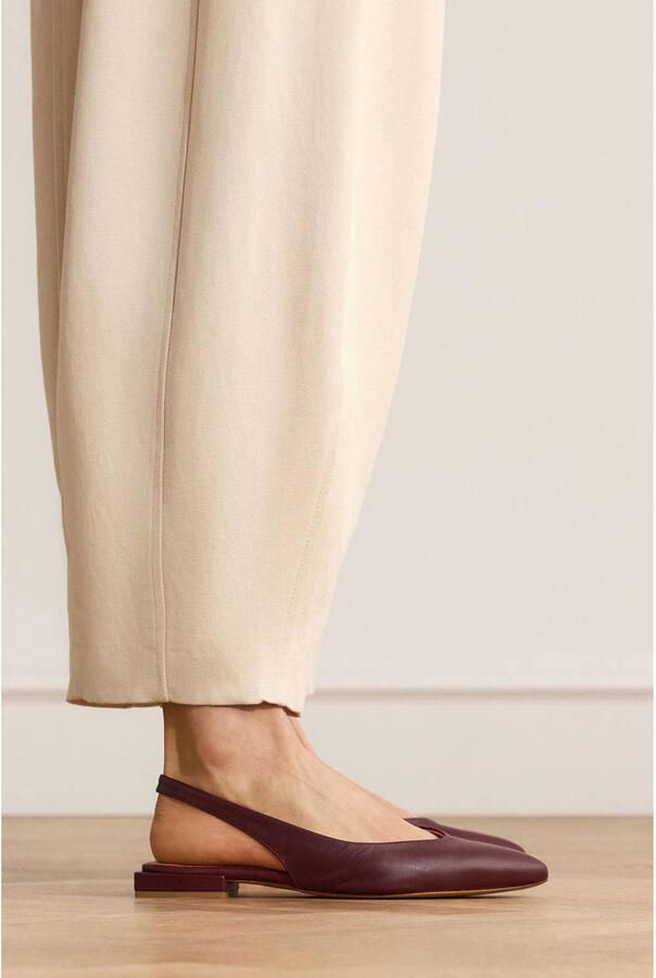 Manfield Dames Bordeaux rode leren slingbacks - Foto 3