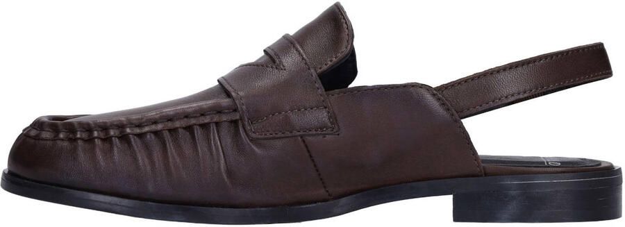 Manfield Dames Donkerbruine leren slingback loafers - Foto 2