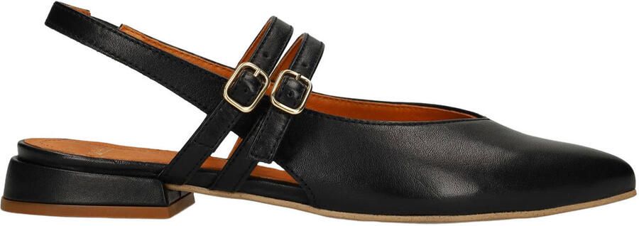 Manfield Dames Zwarte leren slingbacks