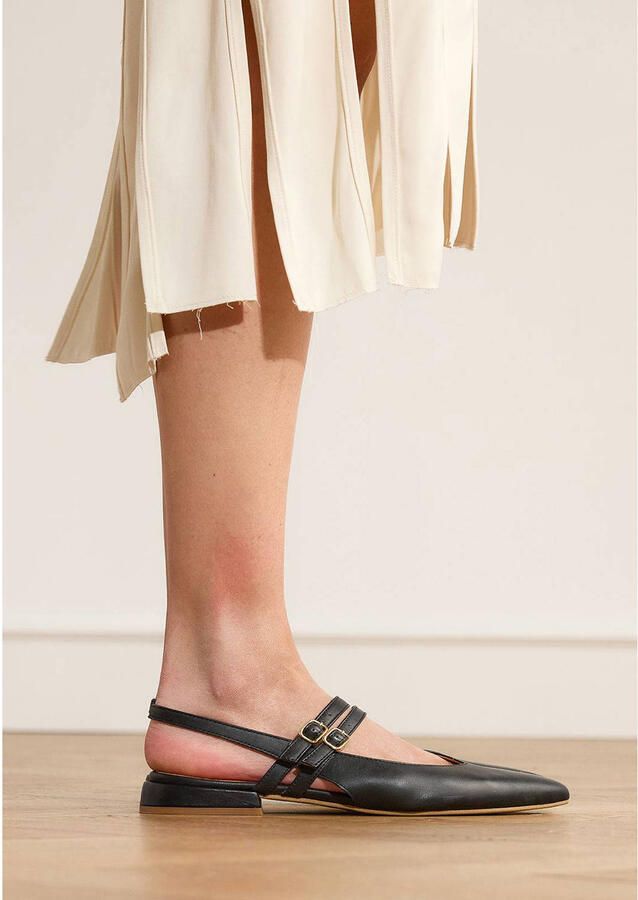 Manfield leren slingback loafers zwart - Foto 2