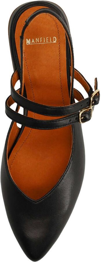 Manfield leren slingback loafers zwart - Foto 3