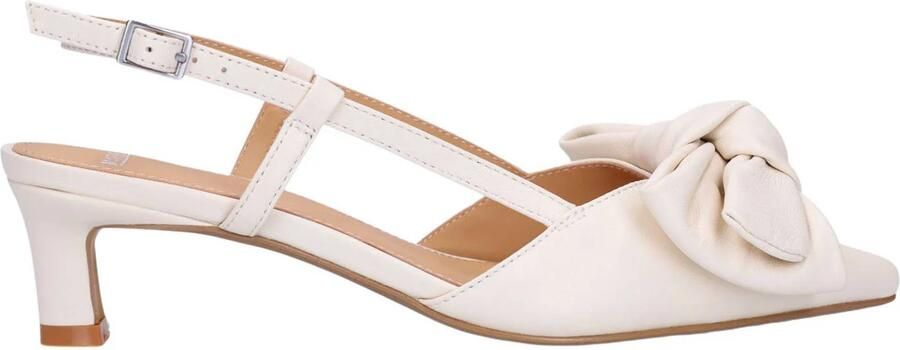 Manfield leren slingback pumps met strik ecru