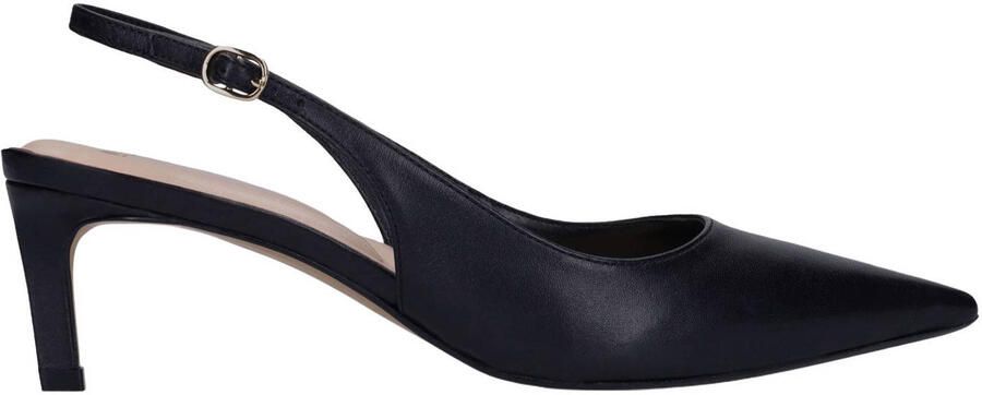 Manfield Dames Zwarte leren slingbacks
