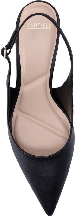 Manfield Dames Zwarte leren slingbacks - Foto 3