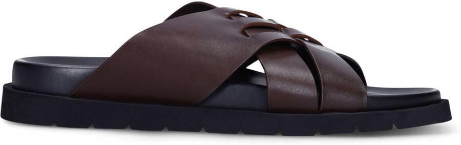 Manfield Heren Bruine leren slippers