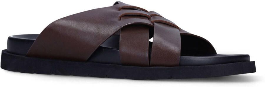 Manfield Heren Bruine leren slippers - Foto 2
