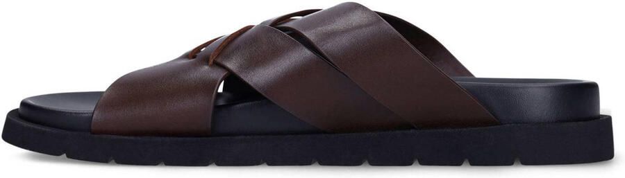Manfield Heren Bruine leren slippers - Foto 3