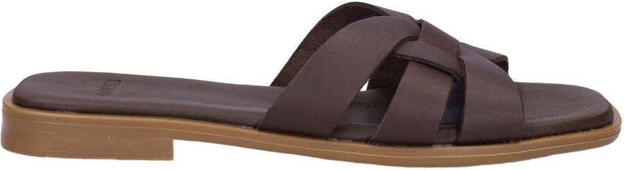Manfield Dames Bruine leren slippers