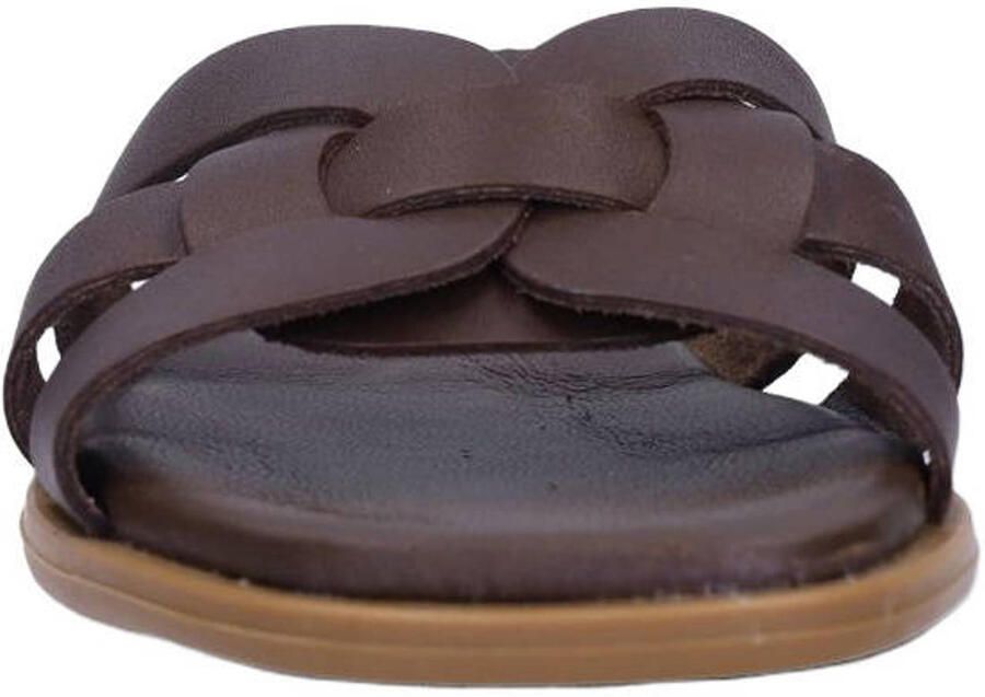 Manfield Dames Bruine leren slippers - Foto 2