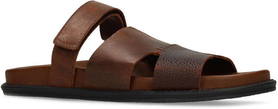 Manfield Heren Cognac leren slippers - Foto 2