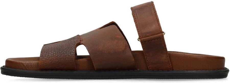 Manfield Heren Cognac leren slippers - Foto 3